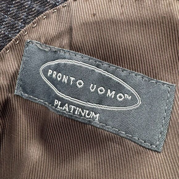 PRONTO UOMO Men's 48R Wool Blazer Suit‎ Jacket Blue Check Plaid Platinum Modern - Picture 4 of 9